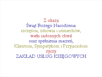 ZAKŁAD USŁUG KSIĘGOWYCH - Życzenia - Wesołych Świąt Bożego Narodzenia