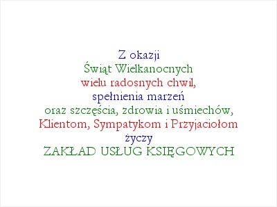 ZAKŁAD USŁUG KSIĘGOWYCH - Życzenia - Wesołych Świąt Wielkanocnych