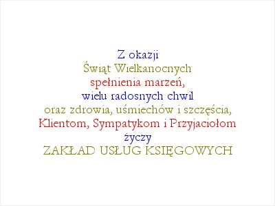 ZAKŁAD USŁUG KSIĘGOWYCH - Życzenia - Wesołych Świąt Wielkanocnych