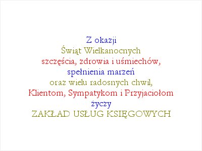 ZAKŁAD USŁUG KSIĘGOWYCH - Życzenia - Wesołych Świąt Wielkanocnych