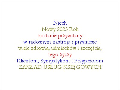 ZAKŁAD USŁUG KSIĘGOWYCH - Życzenia - Szczęśliwego Nowego 2023 Roku