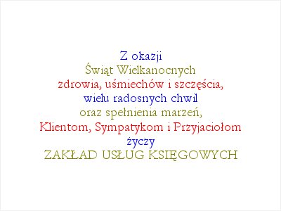 ZAKŁAD USŁUG KSIĘGOWYCH - Życzenia - Wesołych Świąt Wielkanocnych